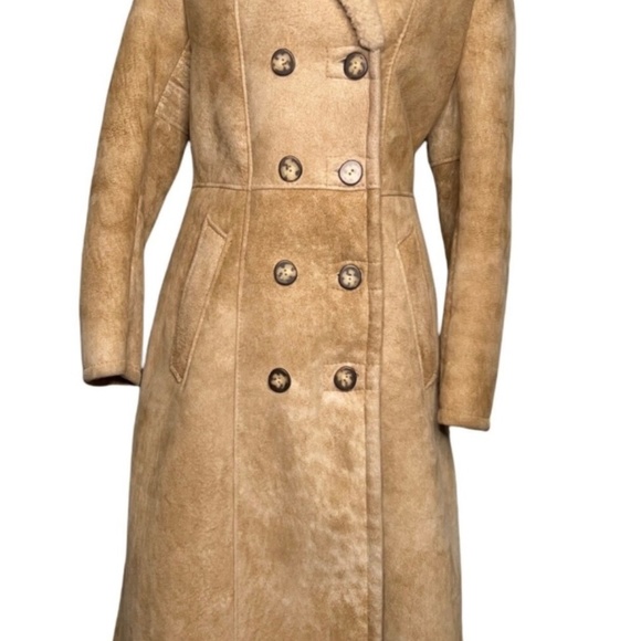 Vintage 70s The Shearling Market NYC Long Coat Double Breasted size small - Picture 2 of 12